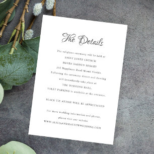 Formal vintage calligraphy wedding details enclosure card
