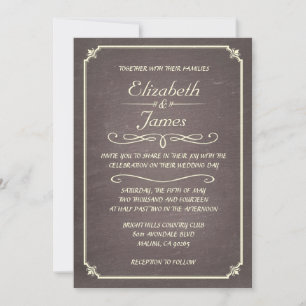 Formal Vintage Chalkboard Wedding Invitations
