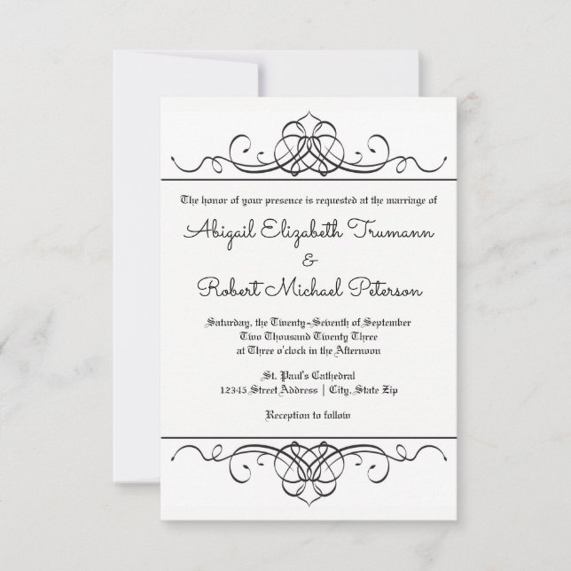 Formal Vintage Flourish - 3x5 Wedding Invitation (Front)
