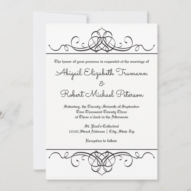 Formal Vintage Flourish - 5x7 Wedding Invitation (Front)