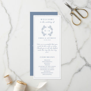 Formal Vintage Periwinkle Monogram Wedding Program