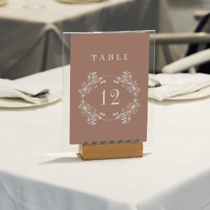 Formal Vintage Terracota Monogram Wedding Table Number