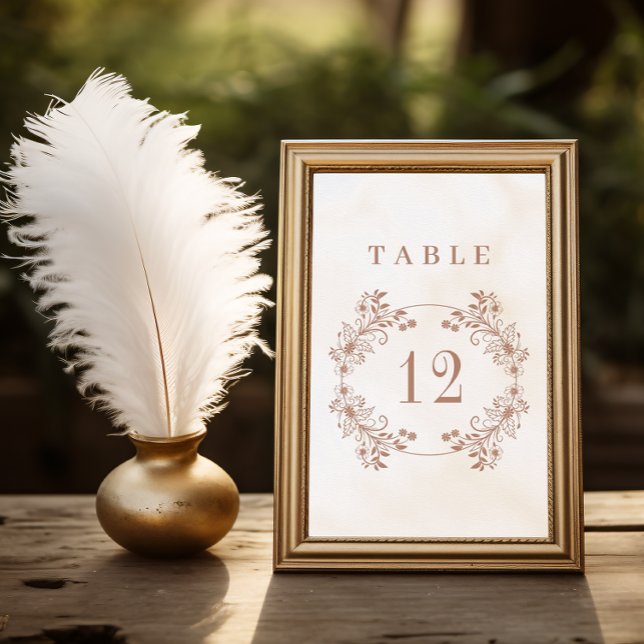 Formal Vintage Terracota Monogram Wedding Table Number (Creator Uploaded)