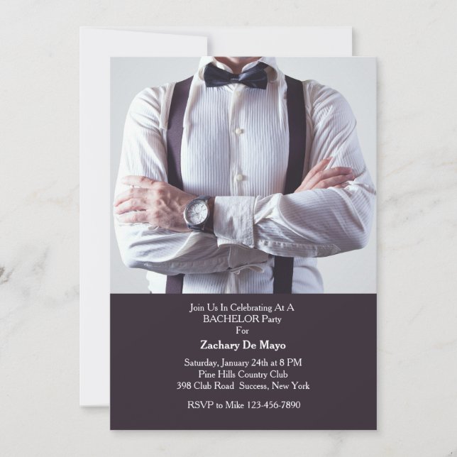Formal Wear Bachelor Party Invitation (Front)