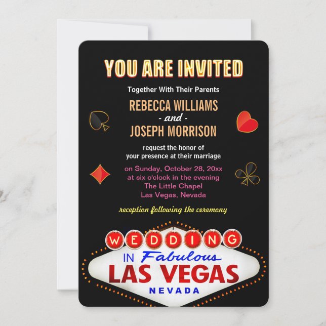 Formal Wedding in Fabulous Las Vegas Sign Poker Invitation
