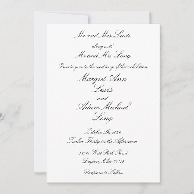 Formal Wedding Invitation (Front)