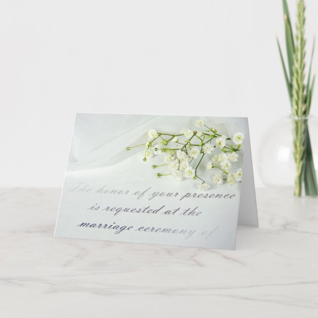 formal wedding invitation with baby's breath (Front)