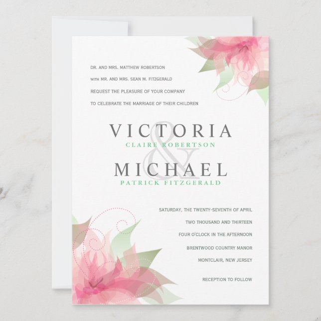 Formal Wedding Invitations Stargazer Pink & White (Front)