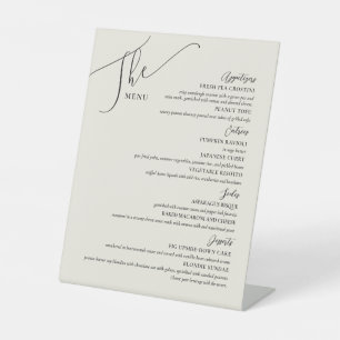 Formal Wedding Menu Elegant Black Bone Pedestal Sign