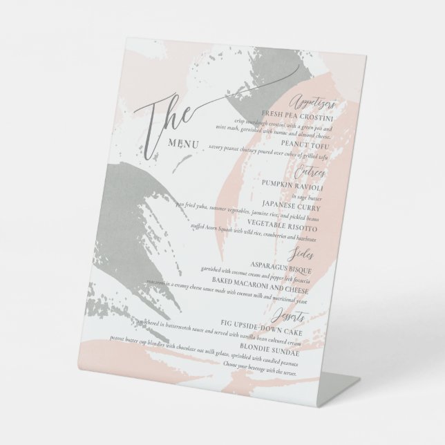 Formal Wedding Menu Elegant  Pedestal Sign (Front)