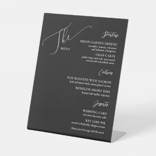 Formal Wedding Menu Two Option Black White Pedestal Sign