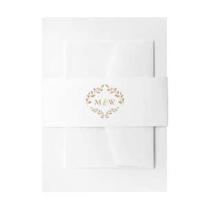 Formal Wedding Monogram Crest Leaf Simple Custom Invitation Belly Band