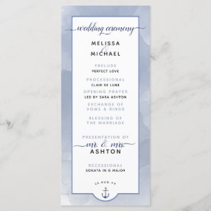 Formal #Wedding #Nautical Navy Dusty Blue Wedding Program