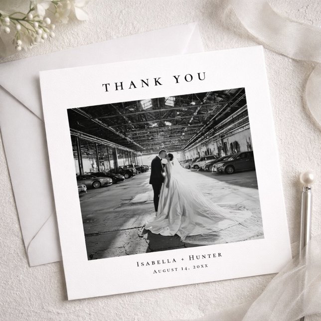 Formal Wedding Photo Thank You Card With Note (Creator Uploaded)