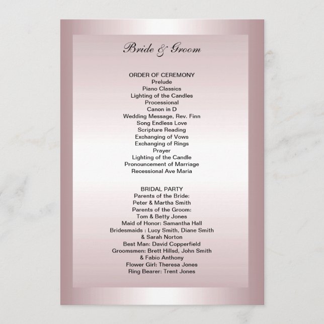 Formal Wedding Program (Front)