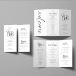 Formal Wedding Program Black White<br><div class="desc">These minimalist  three-fold wedding programs are a simple,  unique abstract design with minimal script with a black and white colour palette that gives this design a feel of simple elegance. 

**Note: I highly recommend choosing one of the lighter weight papers. The default glossy paper is cumbersome to fold.</div>