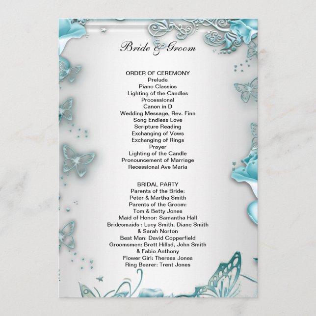 Formal Wedding Program Blue (Front)