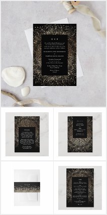 Formal Whimsical Hand Drawn Black and Gold Sparkle