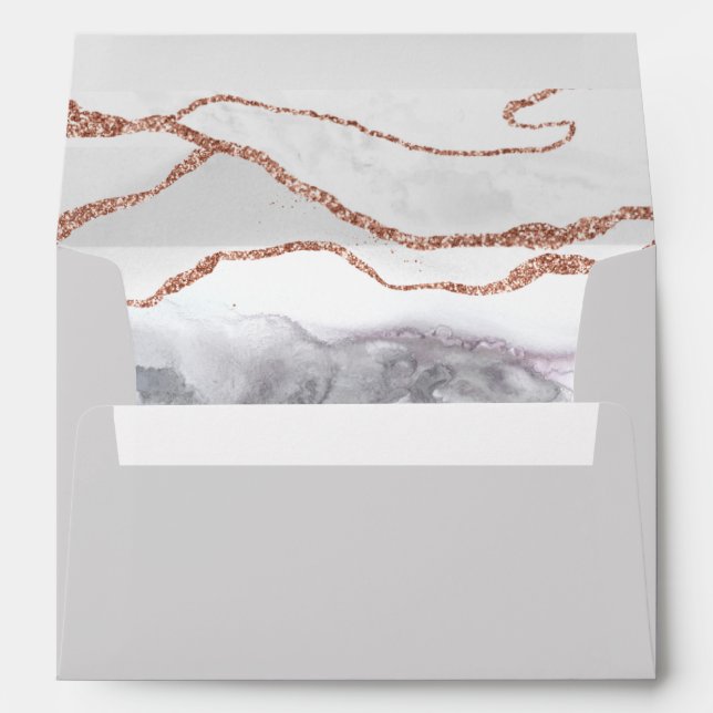 Formal White Agate Rose Gold Glitter Envelope (Back (Bottom))