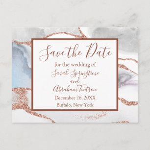 Formal White Agate Save the Date Postcards