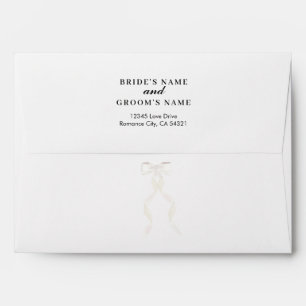 Formal White Bow Ribbon Elegant Wedding Envelope