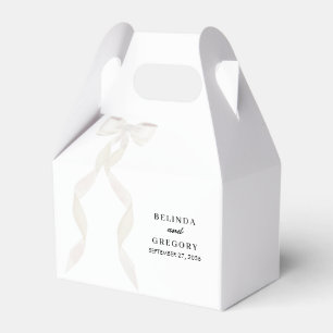 Formal White Bow Ribbon Elegant Wedding Favor Box