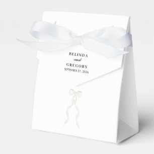 Formal White Bow Ribbon Elegant Wedding Favor Box