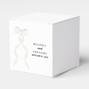 Formal White Bow Ribbon Elegant Wedding Favor Box