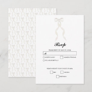 Formal White Bow Ribbon Elegant Wedding RSVP Card