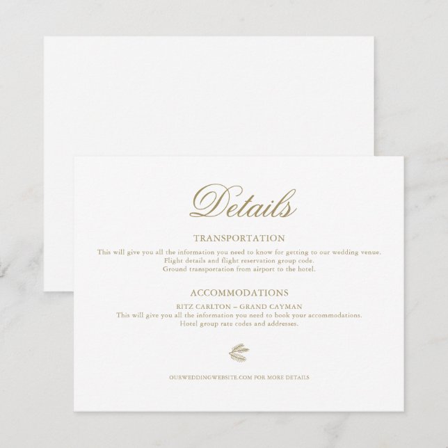 Formal Winter Branch Holiday Wedding Details Enclosure Card (Front/Back)