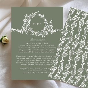 Formal Wreath Sage Green Elegant Wedding Details Enclosure Card