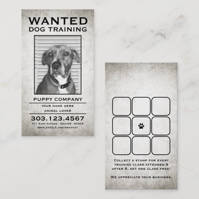 formation de chien carte de timbre (Devant / Derrière)