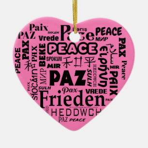 Forme de coeur PEACE mots décoration de Noël