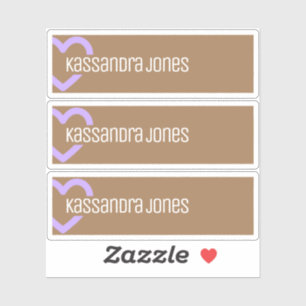 Forme de moitié de coeur violet Étiquette Brown 