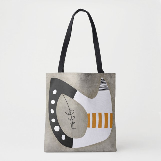 Forme libre - Sac fourre-tout noir et blanc orange (Devant)
