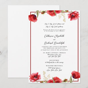 Forme Rouge Floral Rouge & Blanc Faire-part de mar