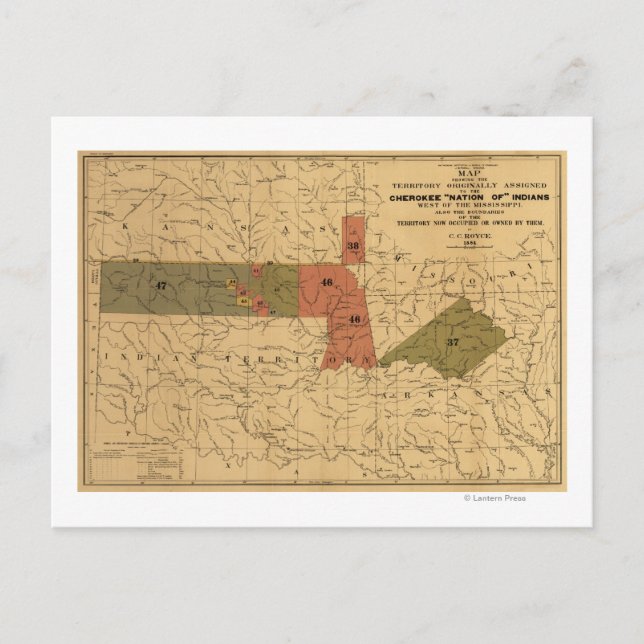 Former Limits of Cherokee "Nation of" Indians Postcard (Front)