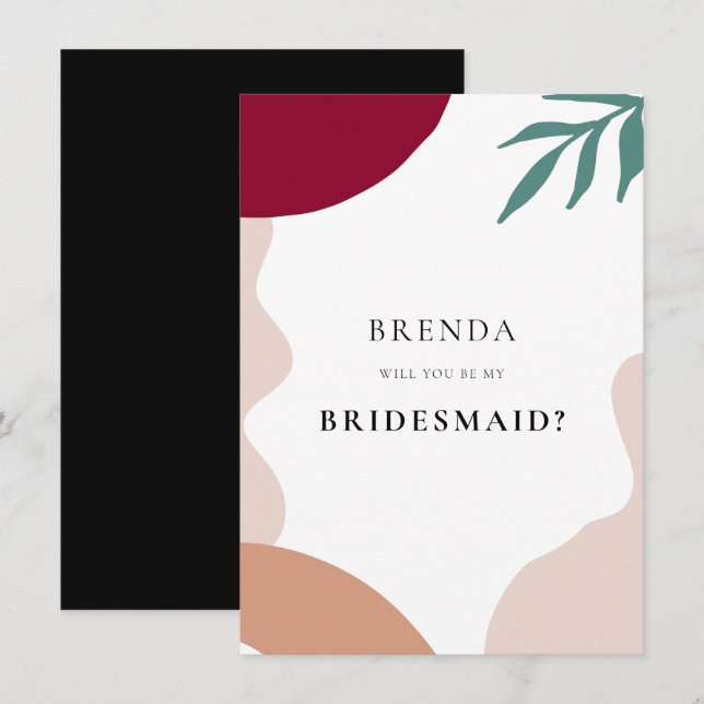 Formes Abstraites Carte de proposition Bridesmaid (Devant / Derrière)