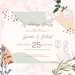 Formes Abstraites et Fleurs Invitation de mariage