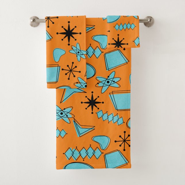 Formes atomiques MCM Turquoise sur orange (En situation)