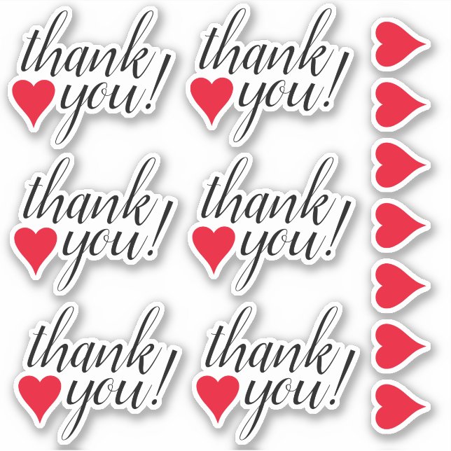 Formes de coeur et Merci "merci !" Autocollants (Devant)