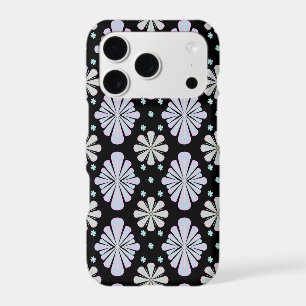 Formes florales pastel sur fond noir