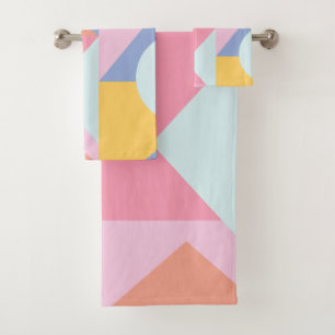 Formes géométriques colorées en rose pastel et ble