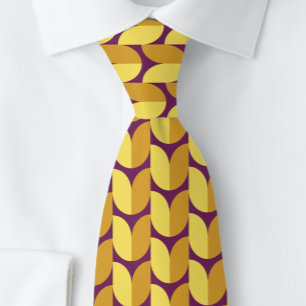 Formes Rétro en Orange & Violet. Cravate pour Homm