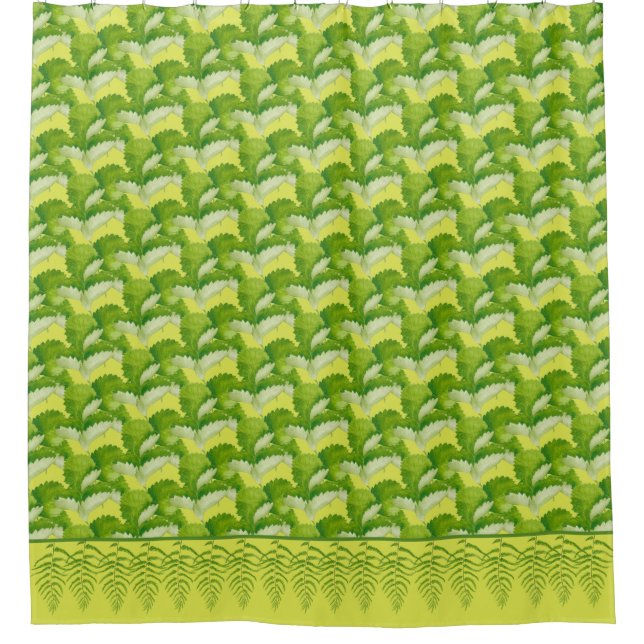 Forms in Green on a Shower Curtain (Front)