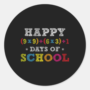 Formula 100 Days Of School Kid Boys Girls Teacher  Classic Round Sticker