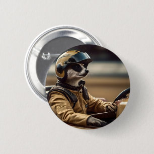 Formula Fun: Professional Meerkat Race Car Driver 2 Inch Round Button