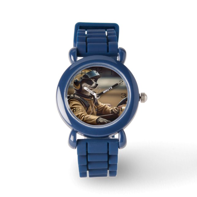 Formula Fun: Professional Meerkat Race Car Driver Watch (Front)
