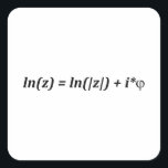 Formula Math Mathematical ln(z) = ln(|z|)   i*j Square Sticker<br><div class="desc">I love Math. A must for every math lover,  math student,  math teacher. A perfect match for nerds and geeks. Good for the young and the old.</div>