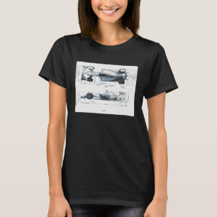 Formula Racing Car Blueprint Mechanical Engineerin T-Shirt